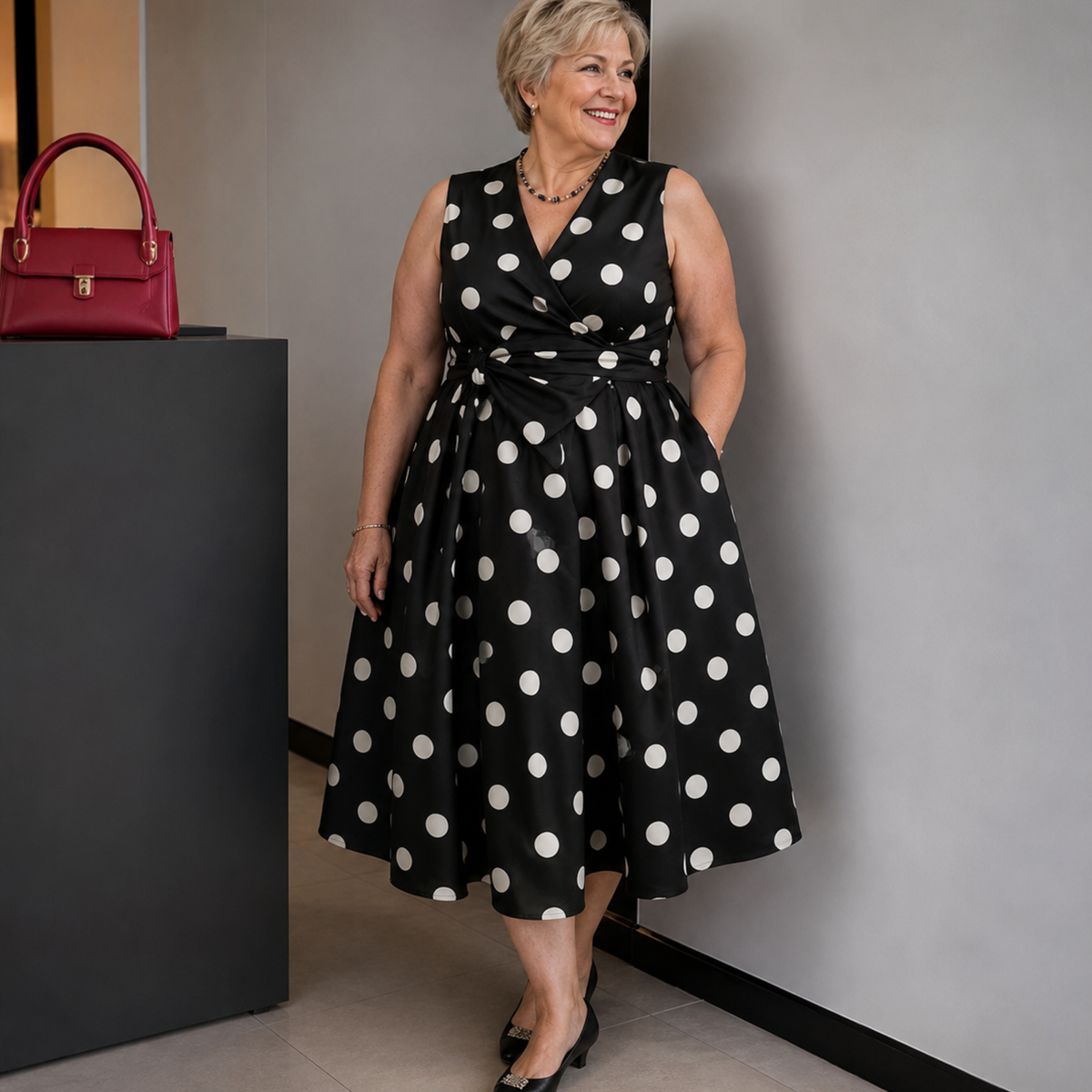 Dotty – Vestido de Lunares con Cuello en V