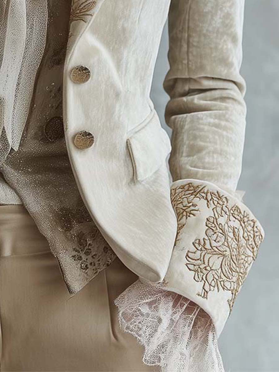 Constance | Blazer Entallado Bordado en Marfil