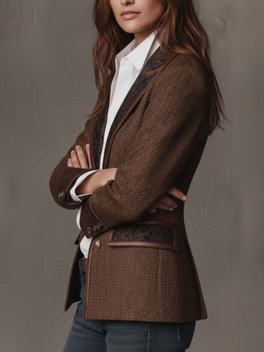 Gisèle | Blazer con Paneles de Estampado Chevron