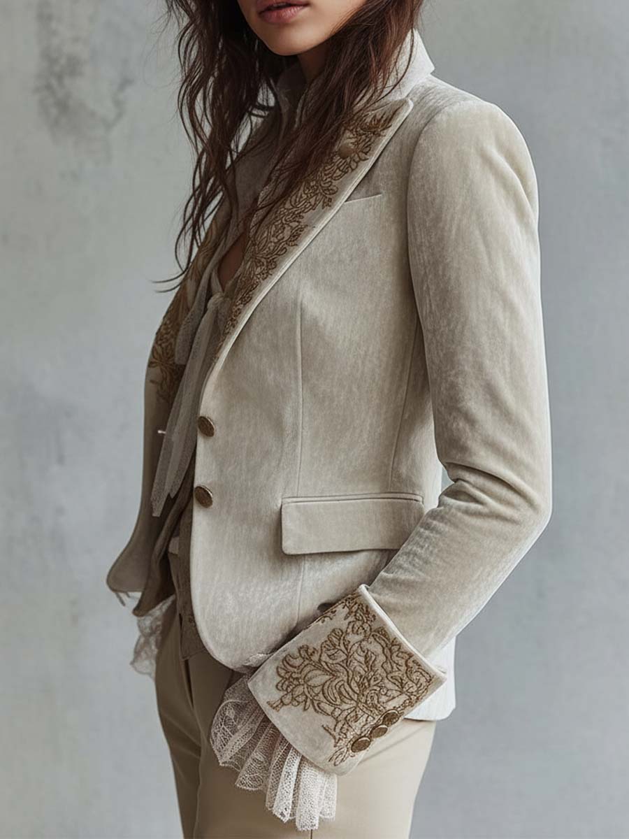 Constance | Blazer Entallado Bordado en Marfil
