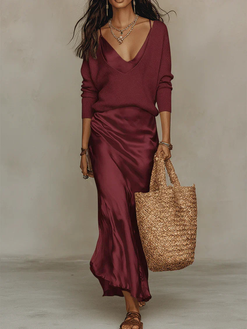 Aurelia Conjunto de Vestido Midi de Satén