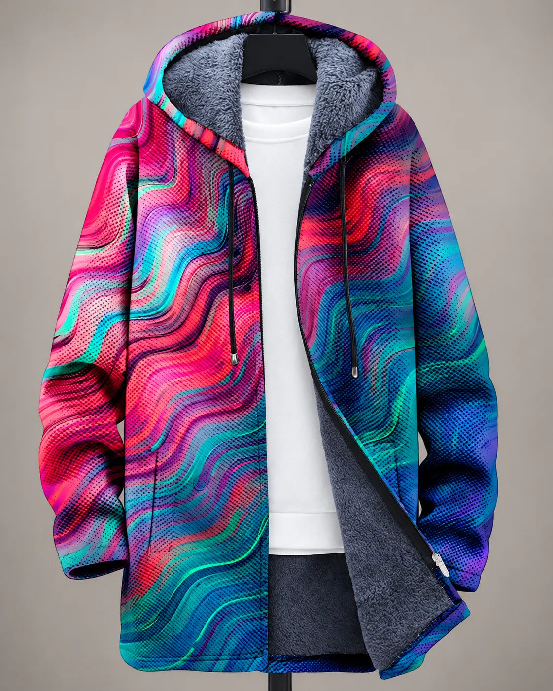 Amara Chaqueta con Capucha de Estampado Artístico
