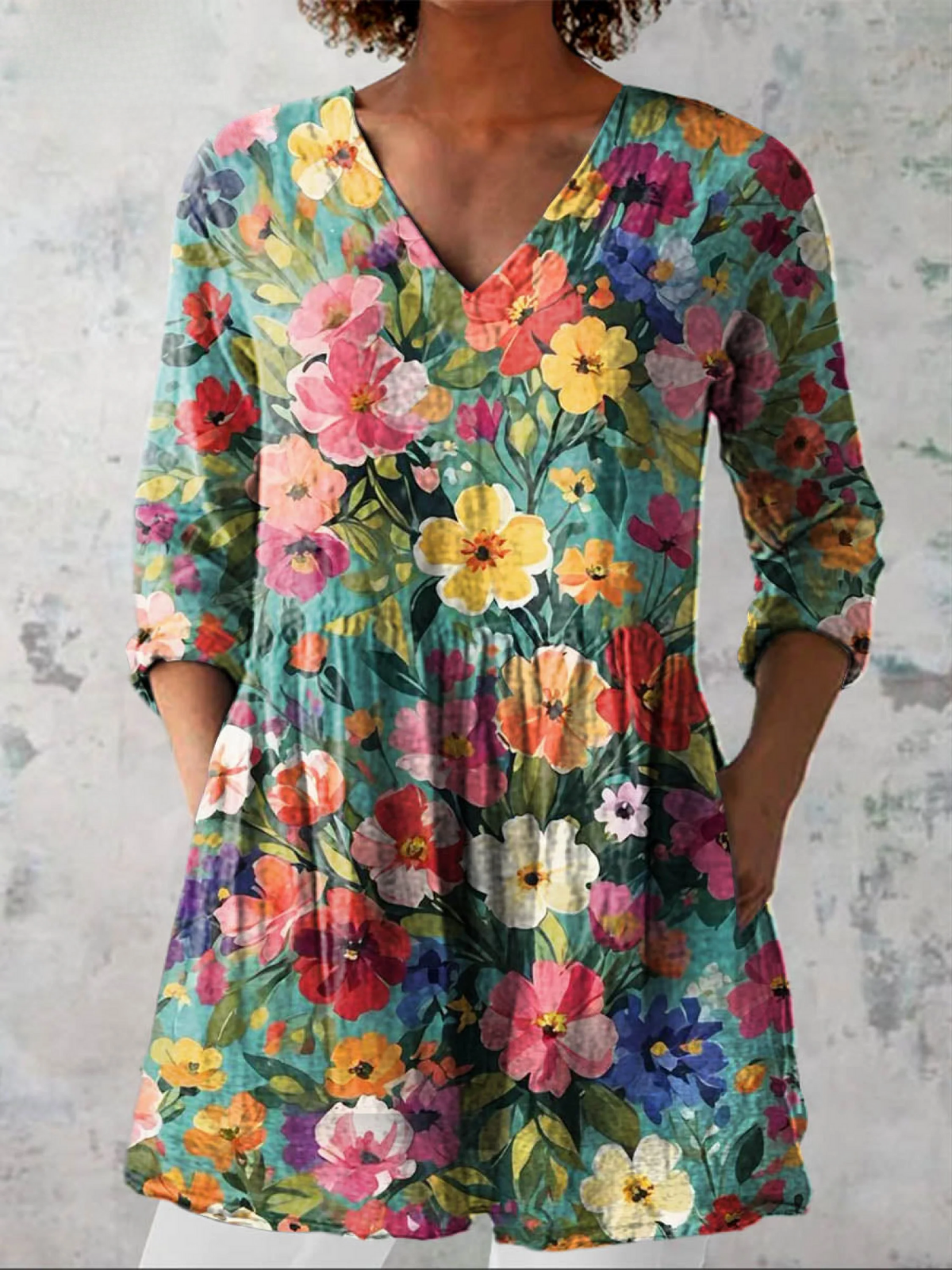 Ines | Blusa Larga con Cuello de Pico