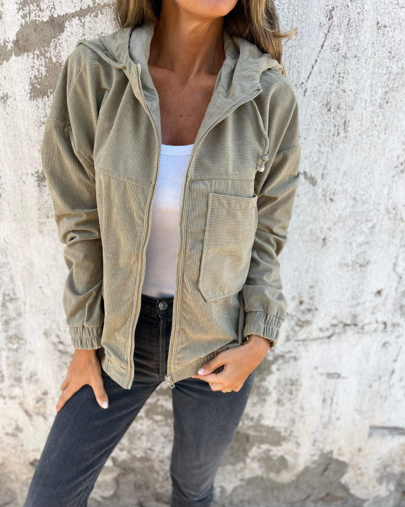 Eileen | Chaqueta de Pana con Capucha y Cremallera