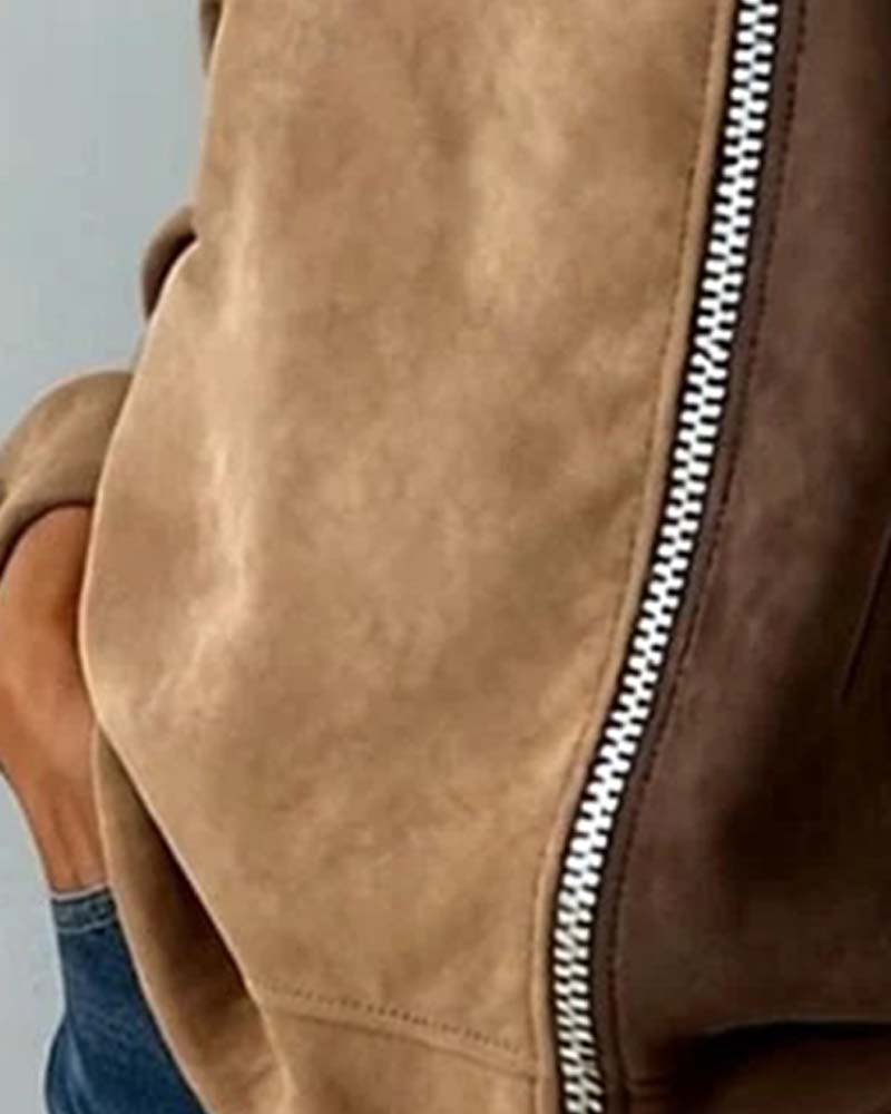 Sudadera con Capucha, Cordón y Cremallera de Contraste