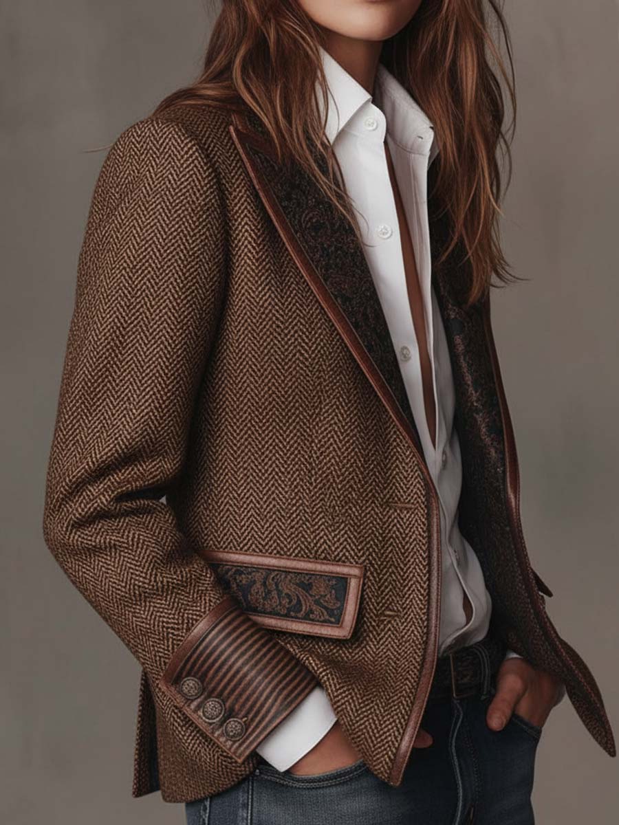 Gisèle | Blazer con Paneles de Estampado Chevron