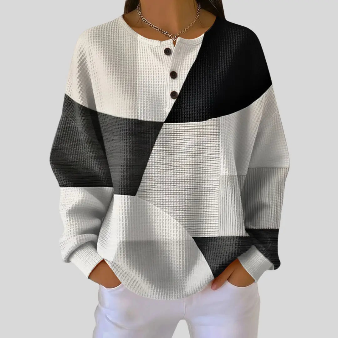 Almira Sudadera Henley de Punto Waffle
