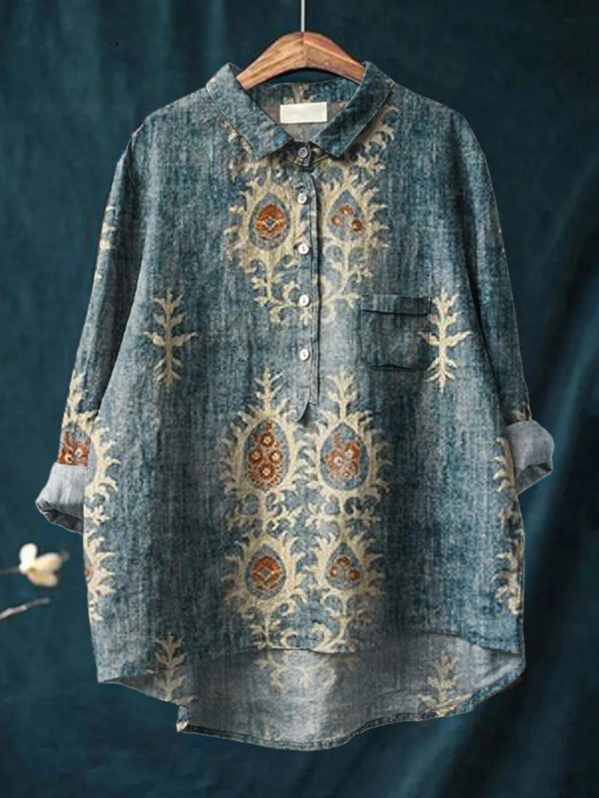 Daisy | Camisa Casual Estampado Floral Étnico Vintage