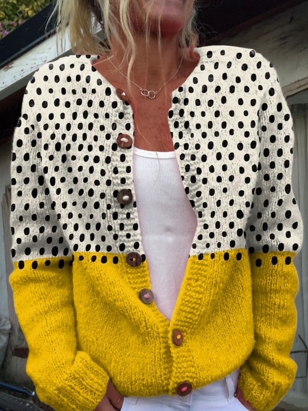 Daphne | Cárdigan de Punto Bicolor