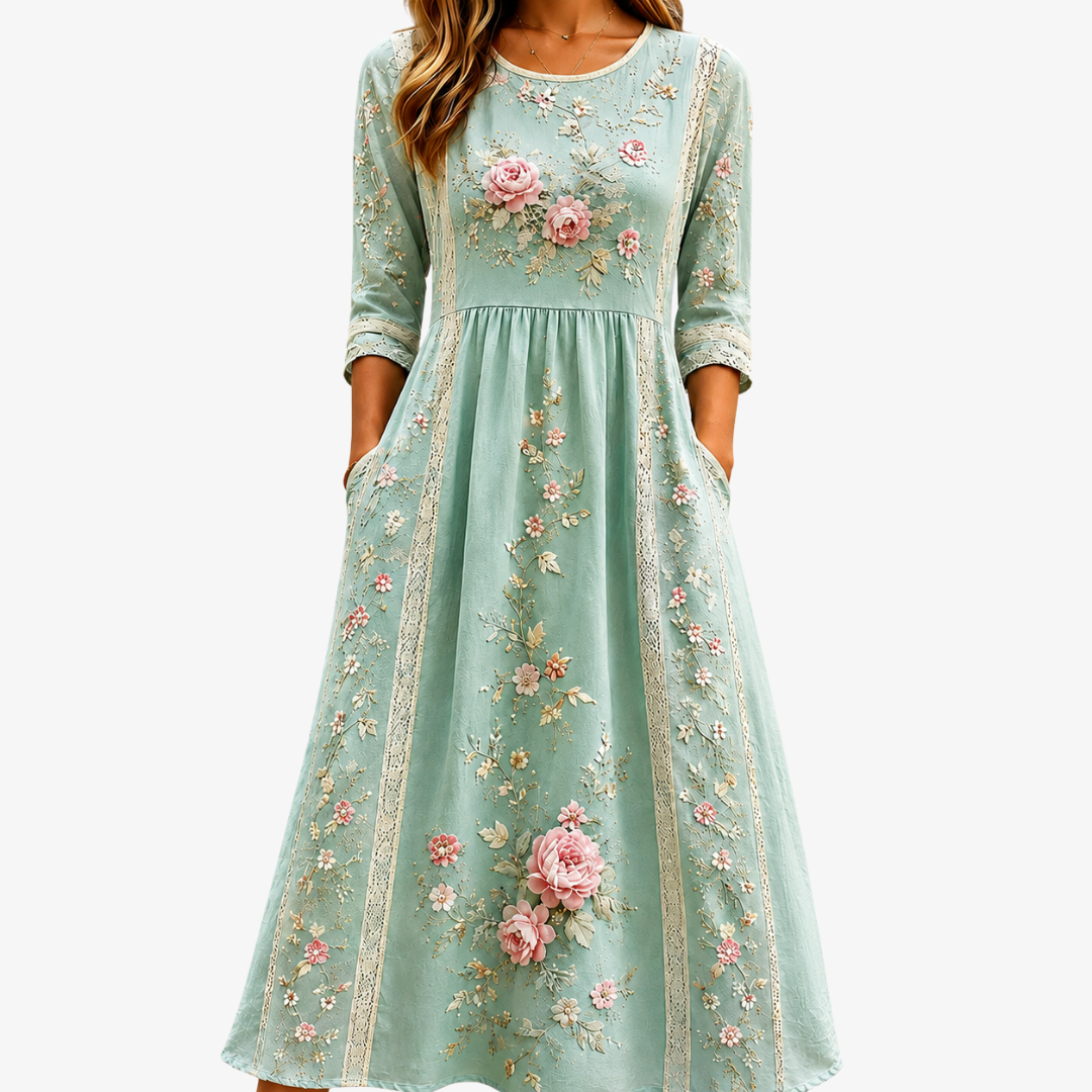 Blush | Vestido Midi Jardín de Rosas