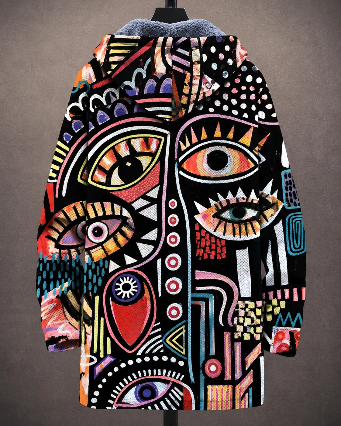 Elara Chaqueta con Capucha y Estampado Artístico de Ojos