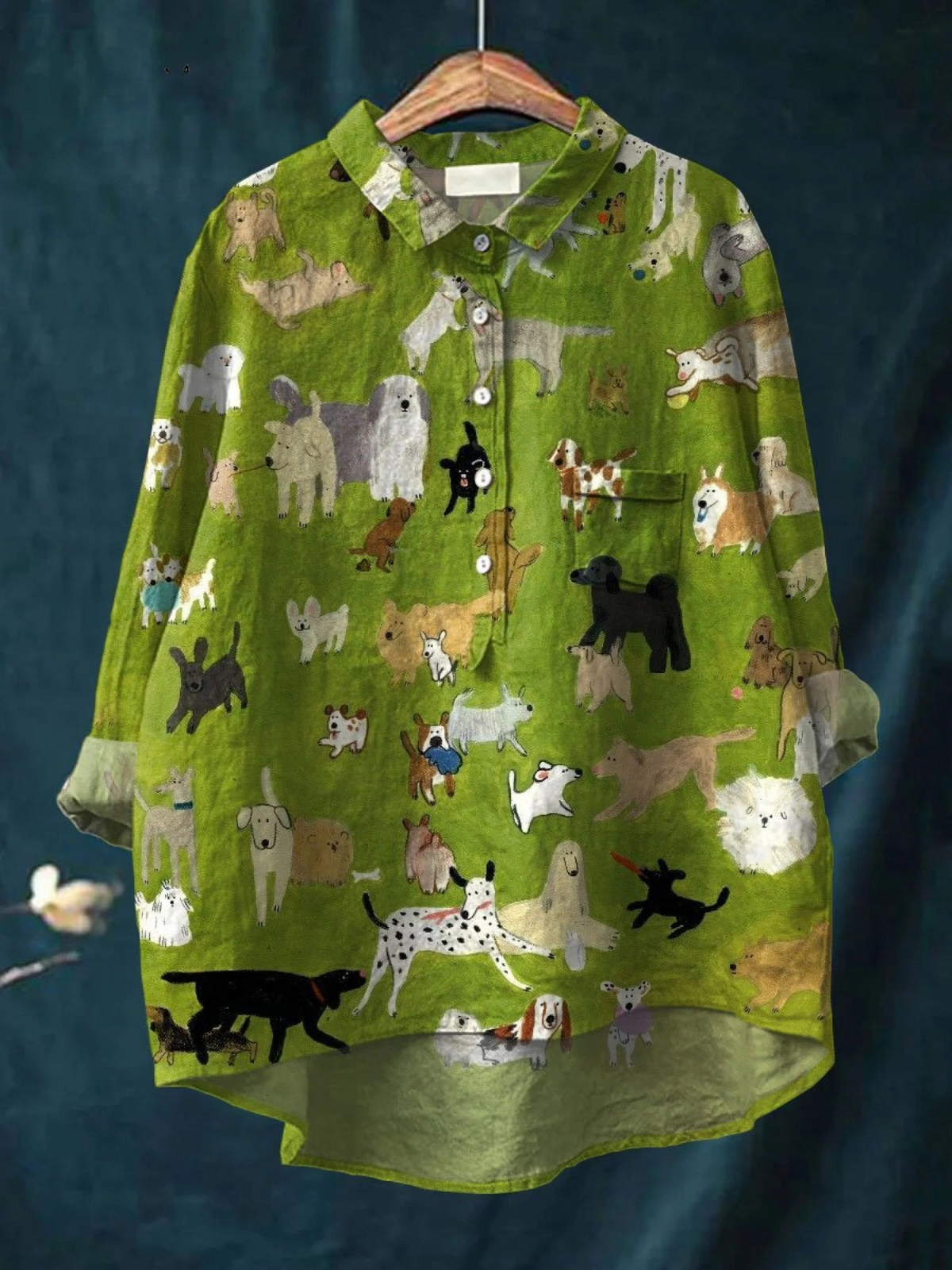 Bonnie | Camisa Casual con Estampado de Perritos