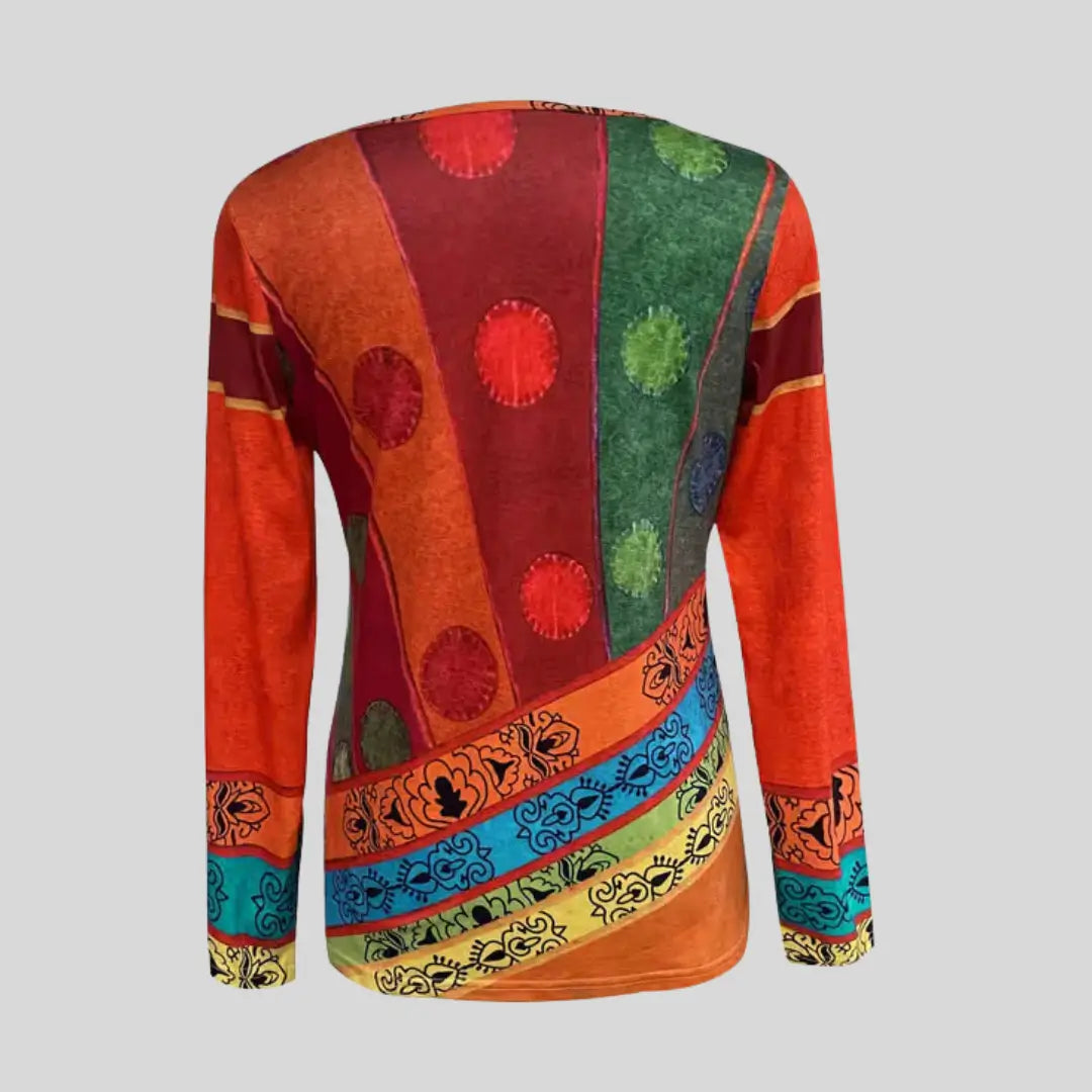 Alyra | Blusa de Manga Larga Estampado Étnico