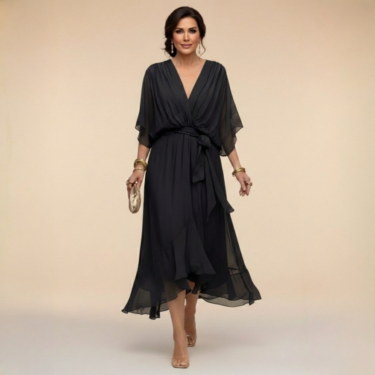 Iselle | Vestido Monica Fluido Cuello en V