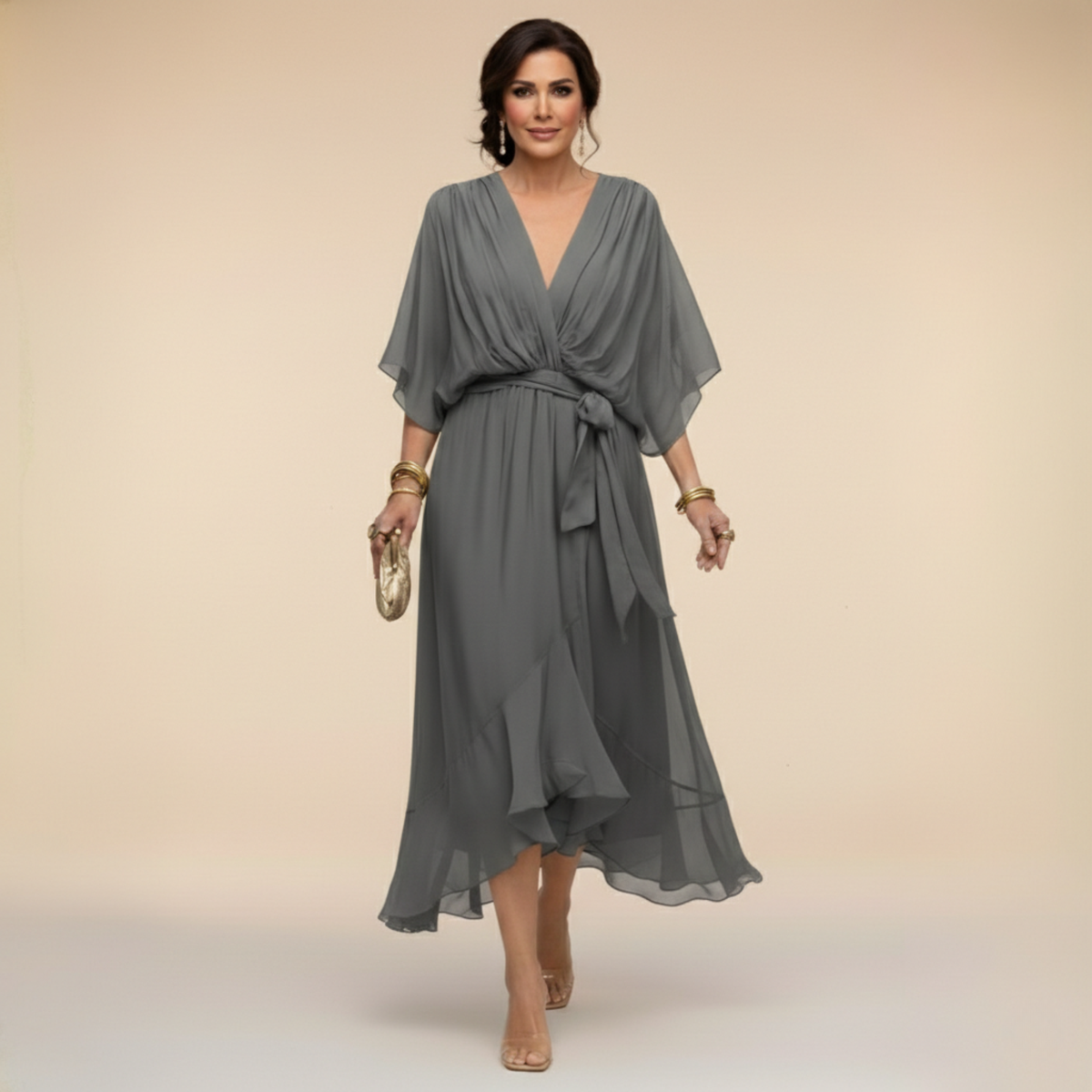 Iselle | Vestido Monica Fluido Cuello en V