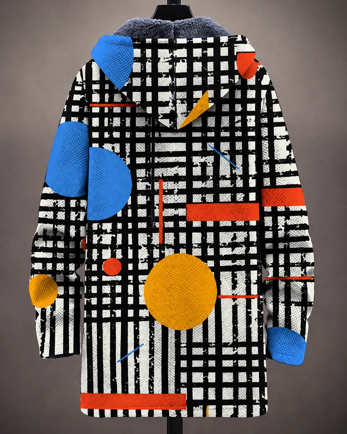 Celeste Chaqueta con Capucha Estampado Artístico Moderno