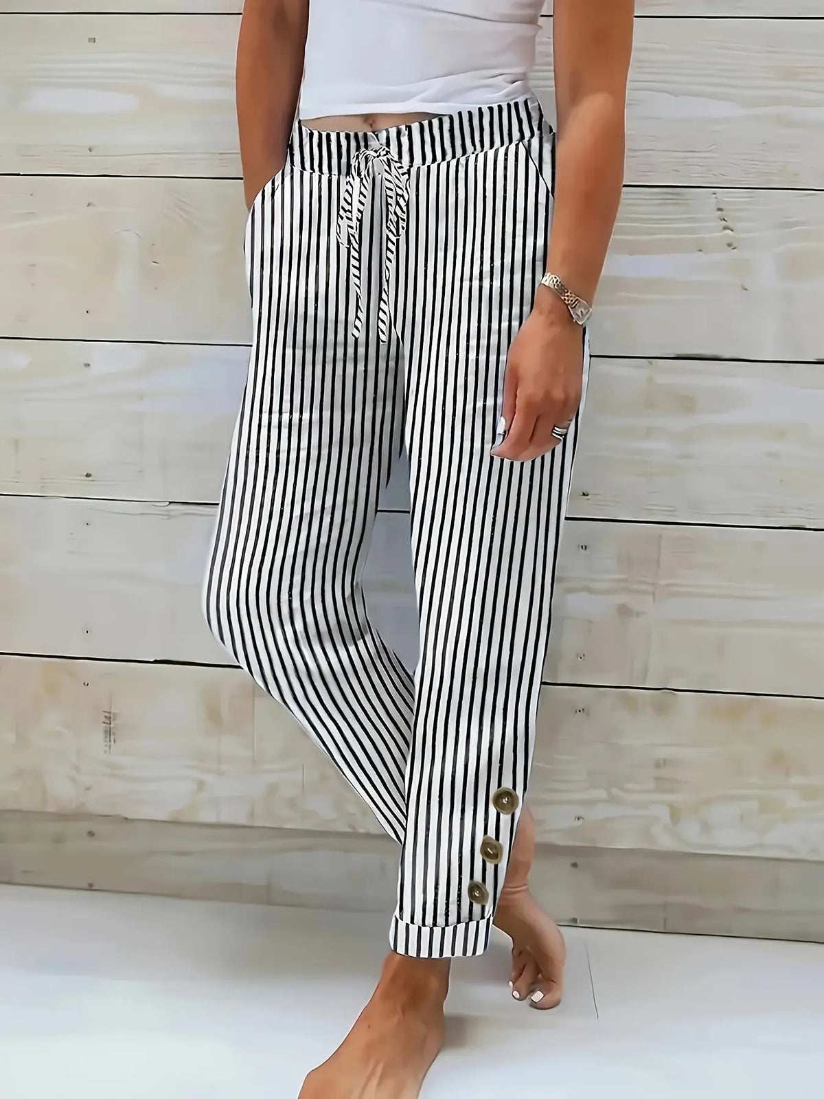 Raquelle Pantalones Rayas Negro