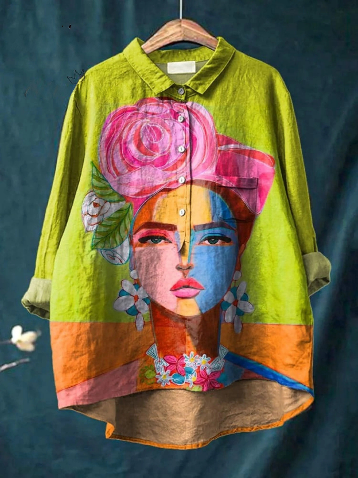 Amber | Camisa Casual Estampado Retrato Freda al Óleo