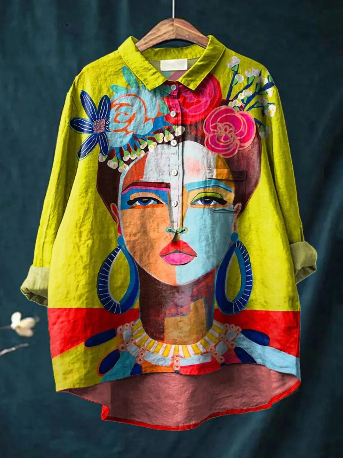 Amber | Camisa Casual Estampado Retrato Freda al Óleo