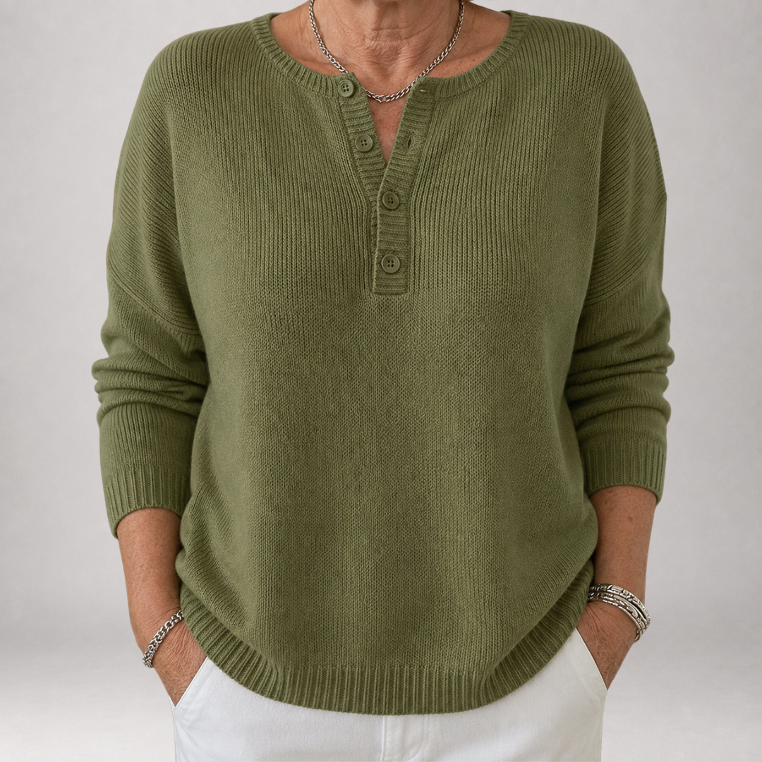 Faylinn™ | Jersey de Punto Henley con Botones