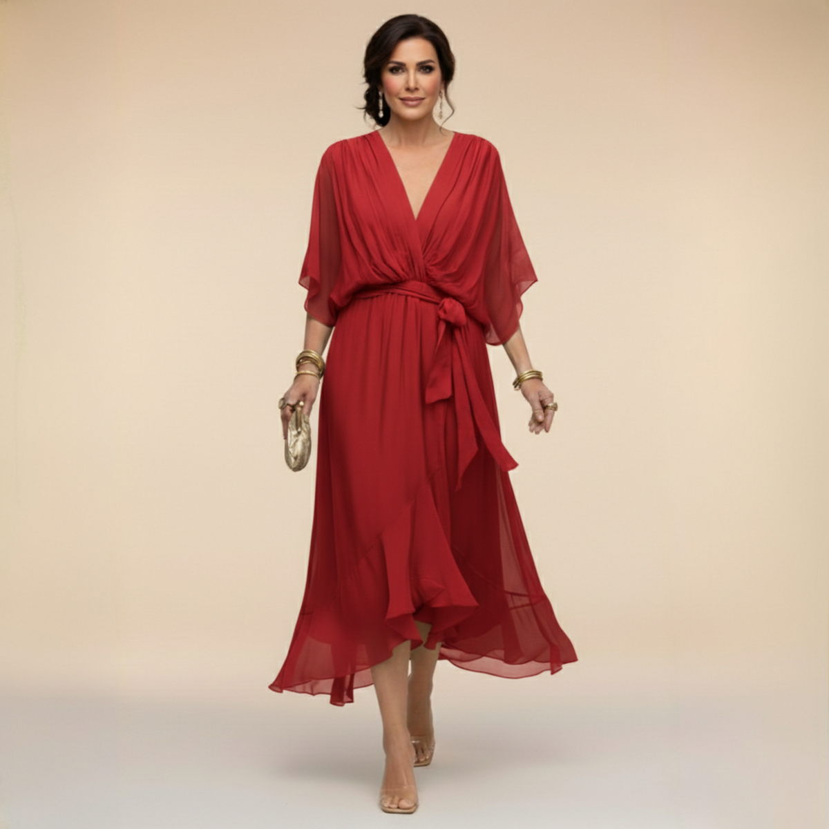 Iselle | Vestido Monica Fluido Cuello en V