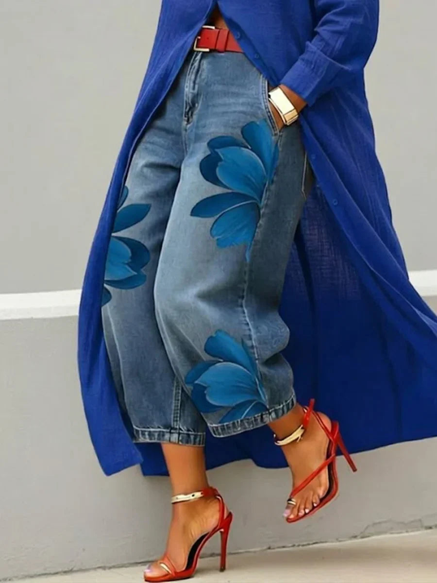 Conjunto Fiamma: Vestido Camisero y Vaqueros Florales