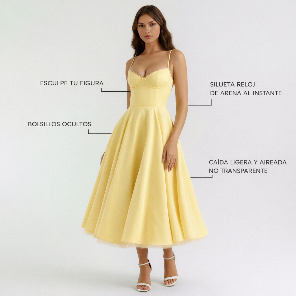 Selene Vestido Midi Amarillo