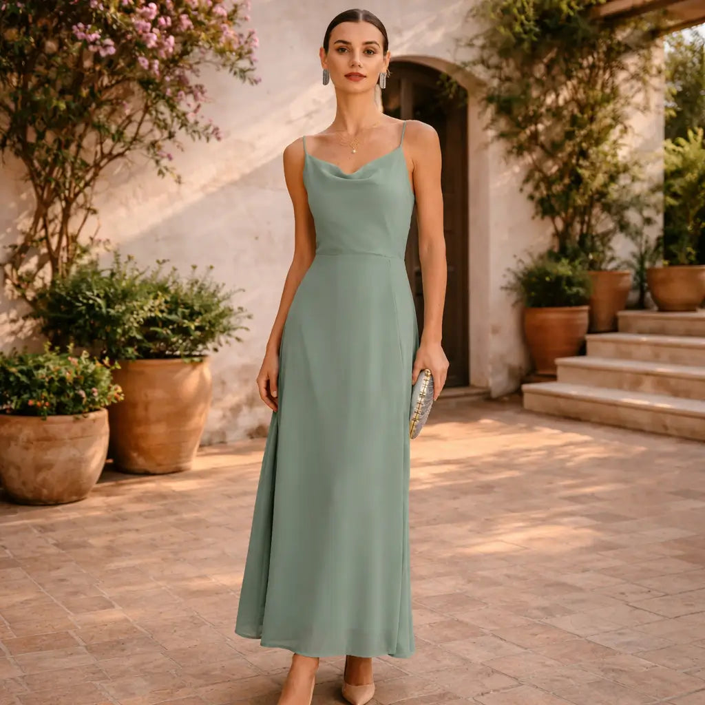 Celeste Vestido Maxi Slip Verde