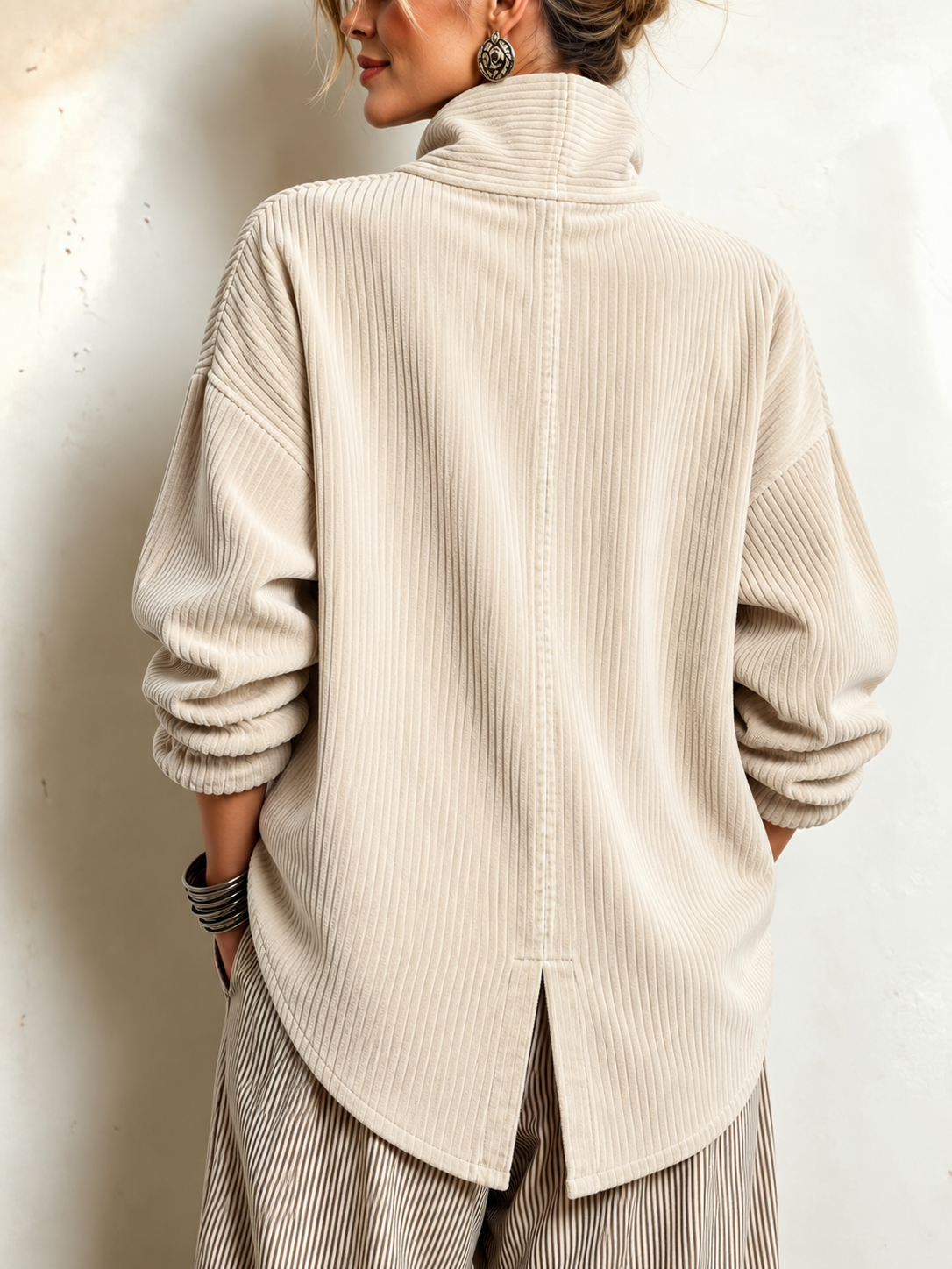 Irene | Blusa de Pana con Cuello Cruzado