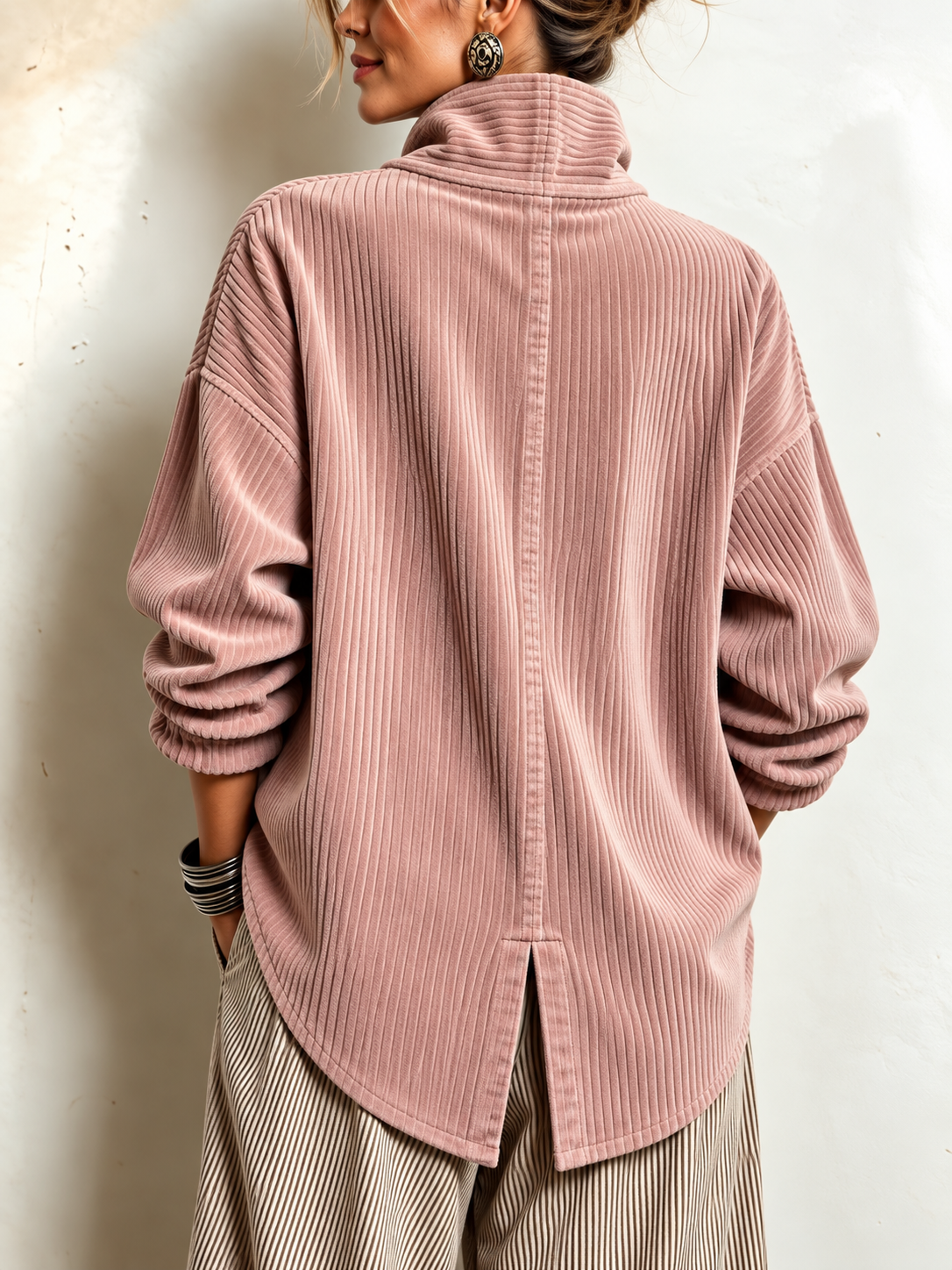 Irene | Blusa de Pana con Cuello Cruzado