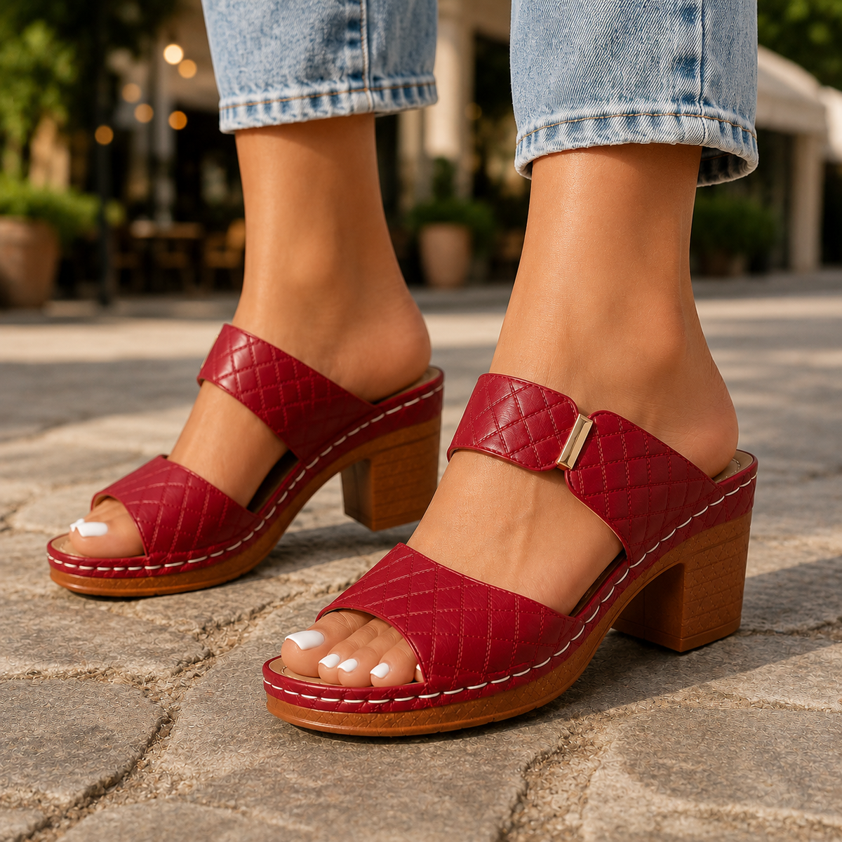 Antonella - Tacones Acolchados de Piel