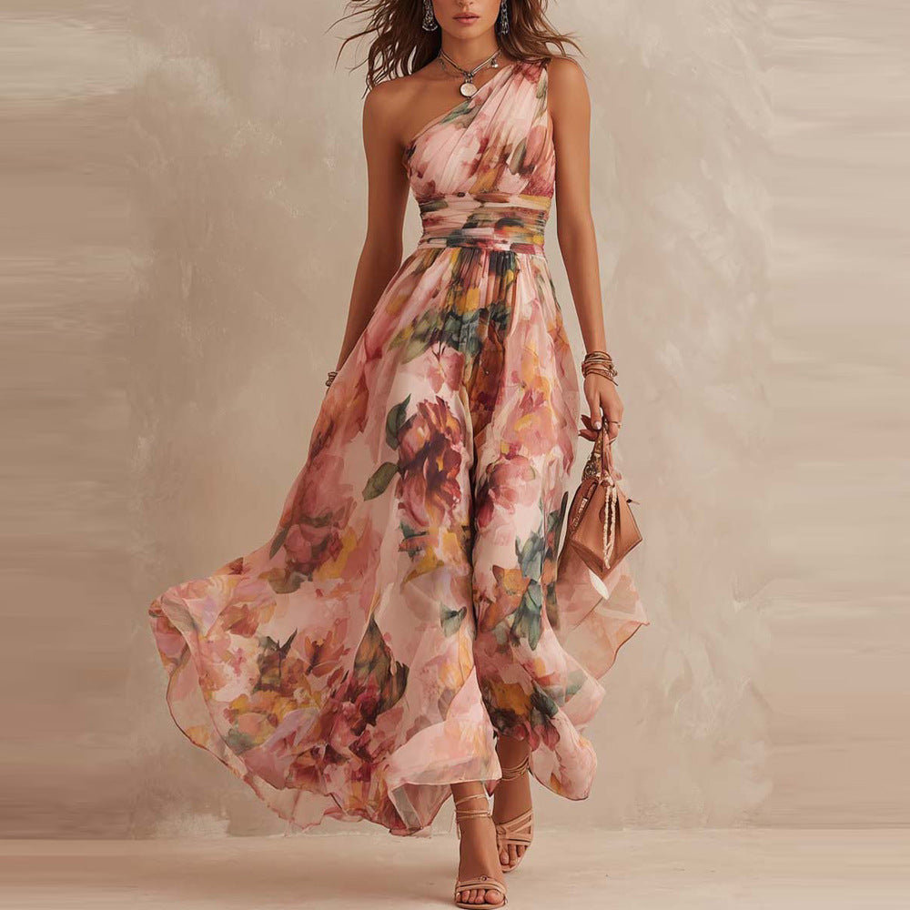 Iselle | Vestido Aurora Floral de Un Hombro