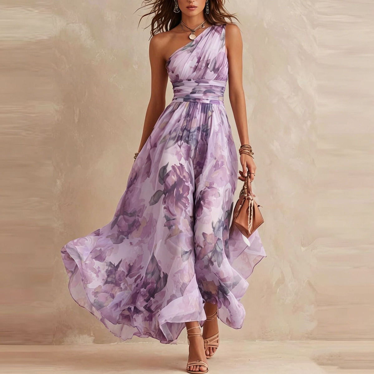 Iselle | Vestido Aurora Floral de Un Hombro