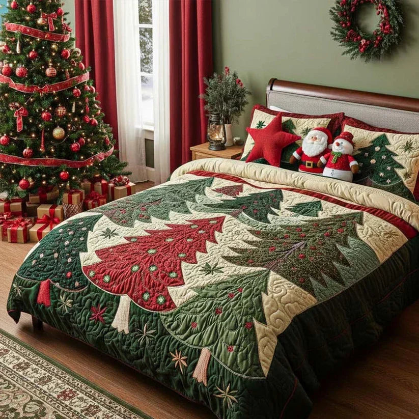Juego de Cama Acolchado Bosque de Navidad de 3 Piezas