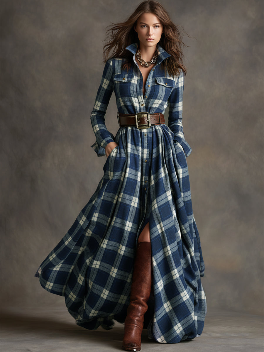 Henrietta | Vestido Camisero Largo con Cinturón y Botones