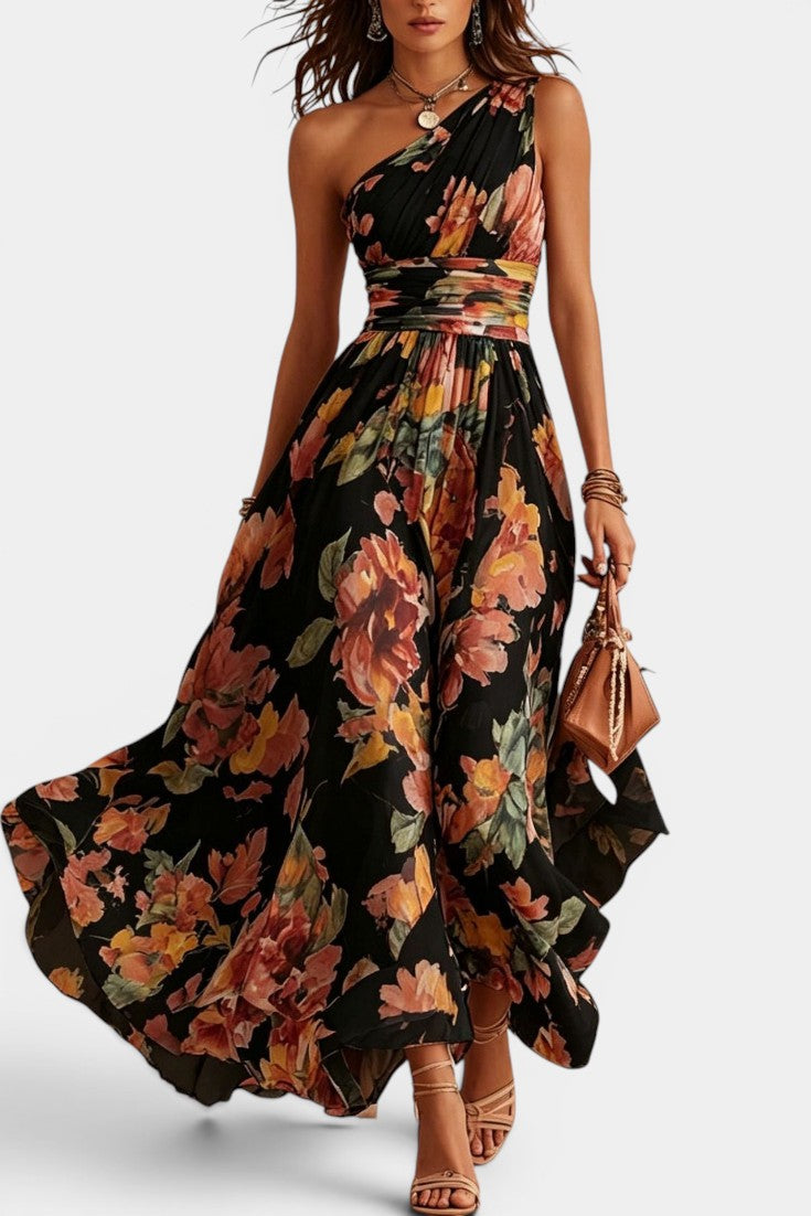 Iselle | Vestido Maxi Michelle Floral de Un Hombro