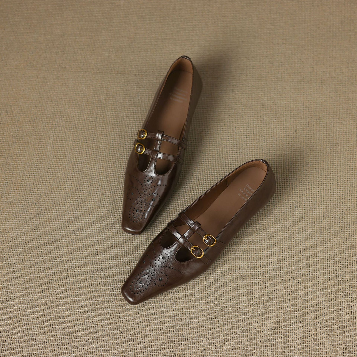 Ceyla | Bailarinas Mary Jane de Doble Correa con Perforado Brogue