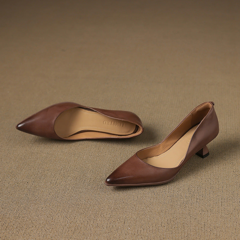 Calenne Tacones Kitten de Piel