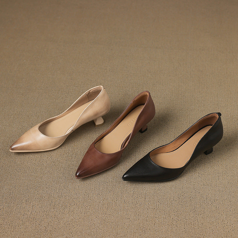 Calenne Tacones Kitten de Piel