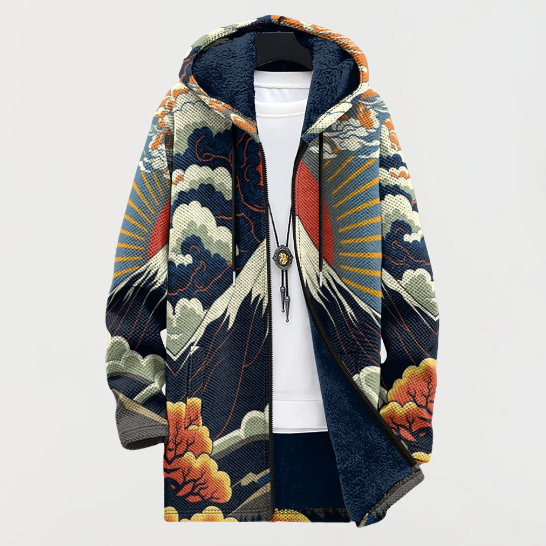 Hazel | Abrigo con Capucha Estampado Abstracto