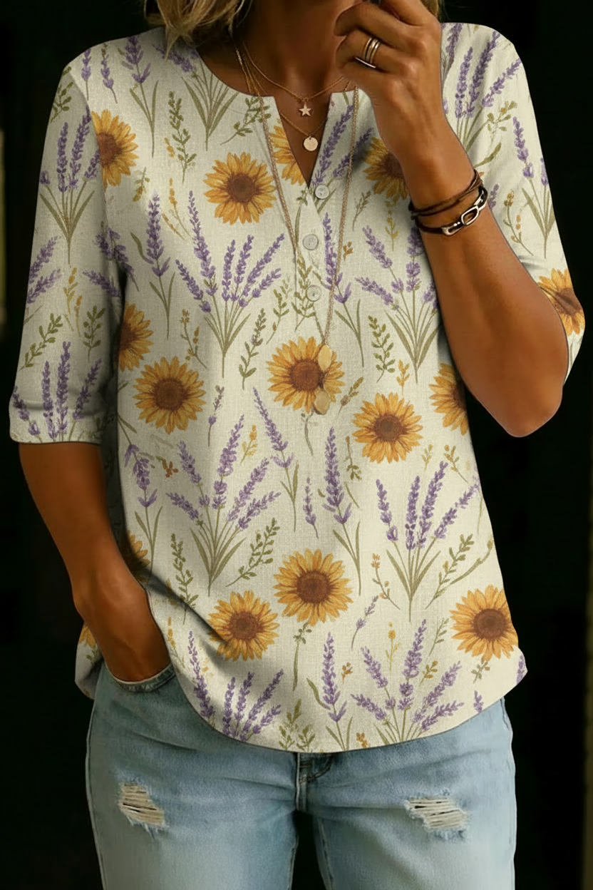 Genesis | Top Henley Girasol y Lavanda