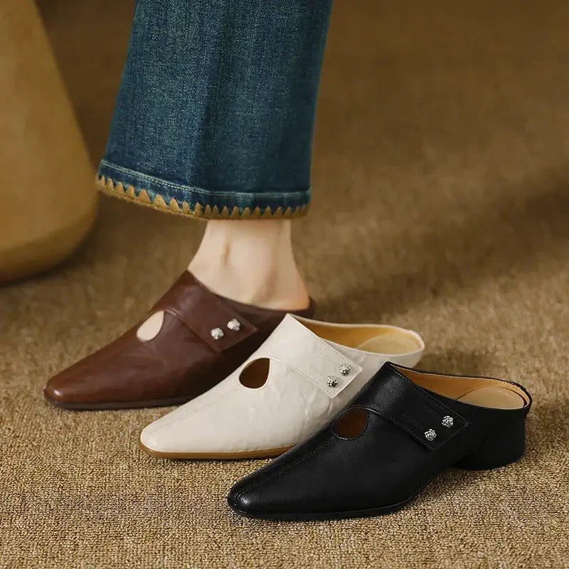 Agnit Mules de Piel Auténtica