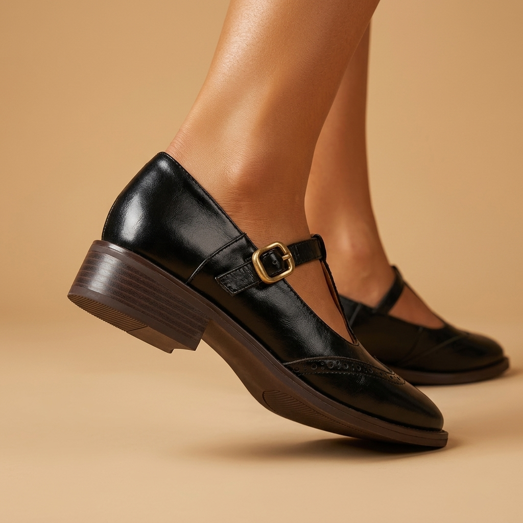 Claire Mary Janes de Piel