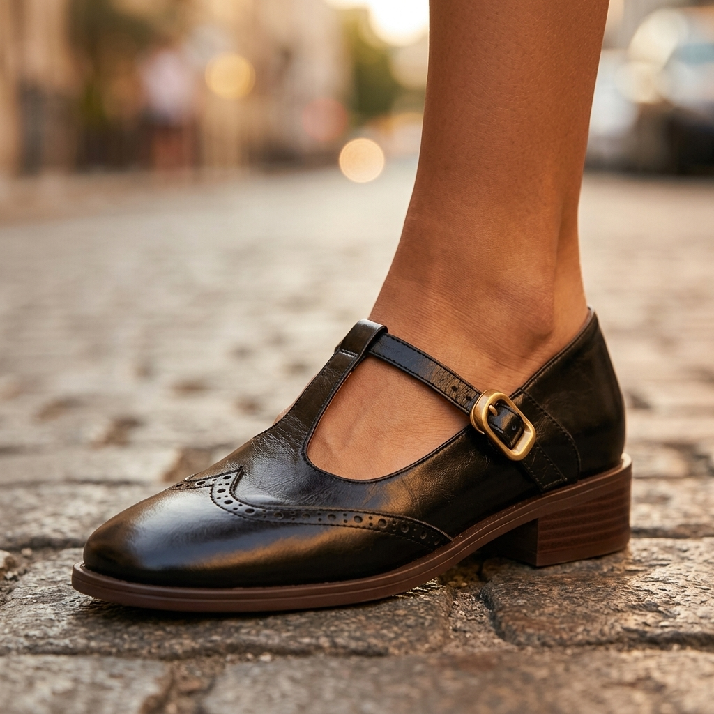 Claire Mary Janes de Piel
