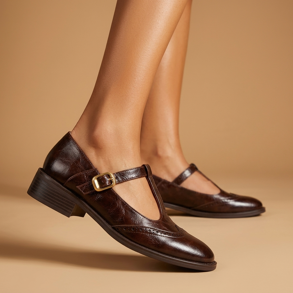 Claire Mary Janes de Piel