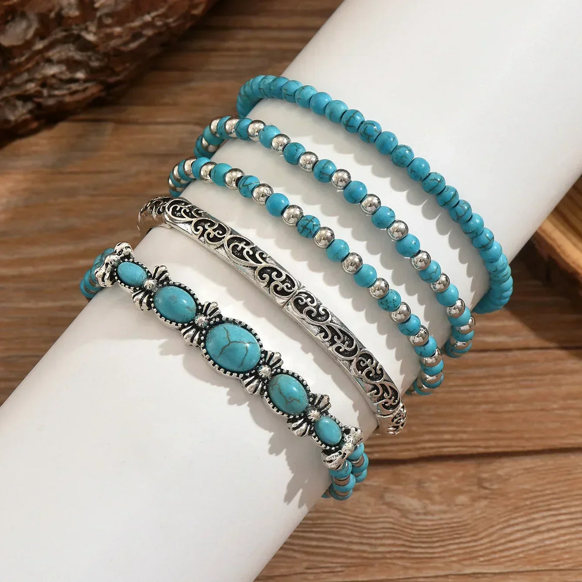 Conjunto de Pulseras Boho de Turquesa
