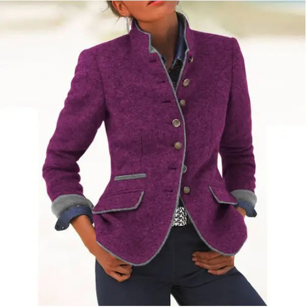 Adelaide | Chaqueta de Cuello Alto en Mezcla de Lana