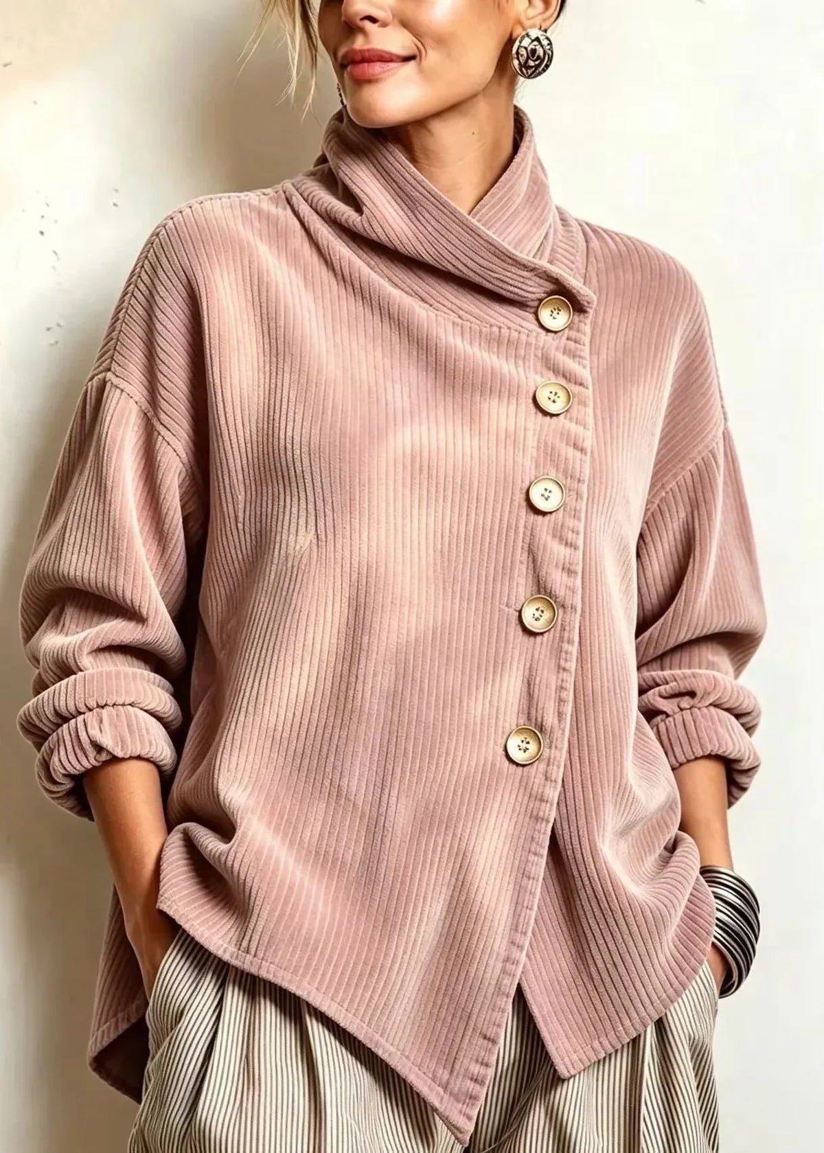Irene | Blusa de Pana con Cuello Cruzado