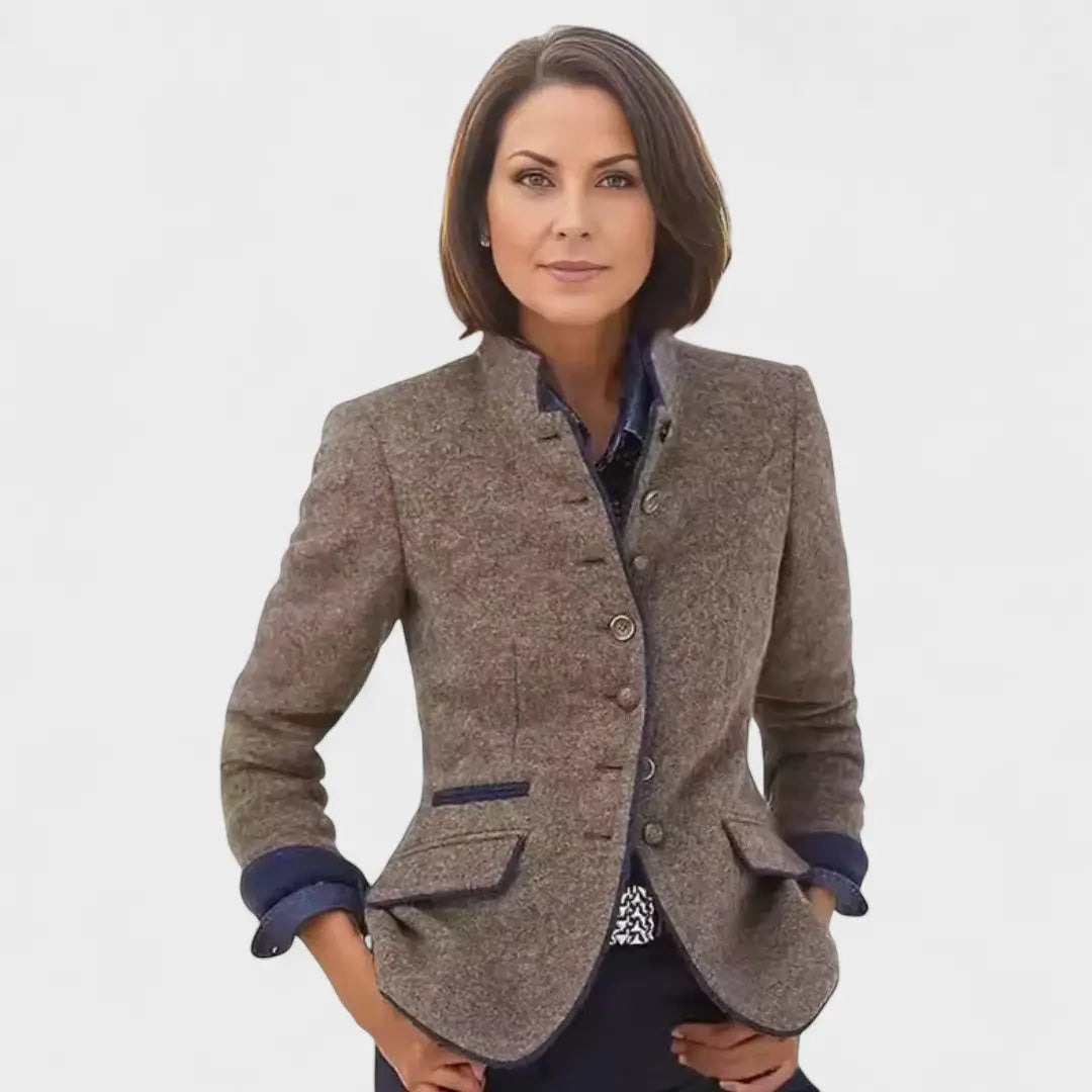 Adelaide | Chaqueta de Cuello Alto en Mezcla de Lana