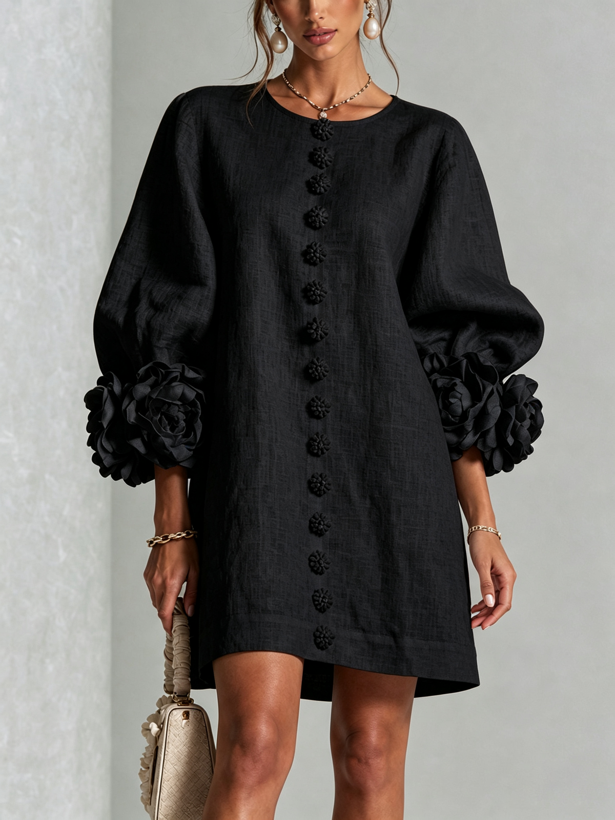 Vestido Mini Florence con Botones y Estampado Floral